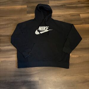 Nike Men's Black Hoodie with White Logo